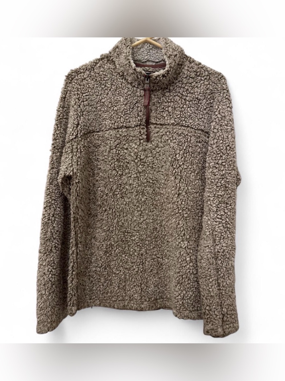 True Grit Men's Taupe Sherpa Half-Zip Pullover